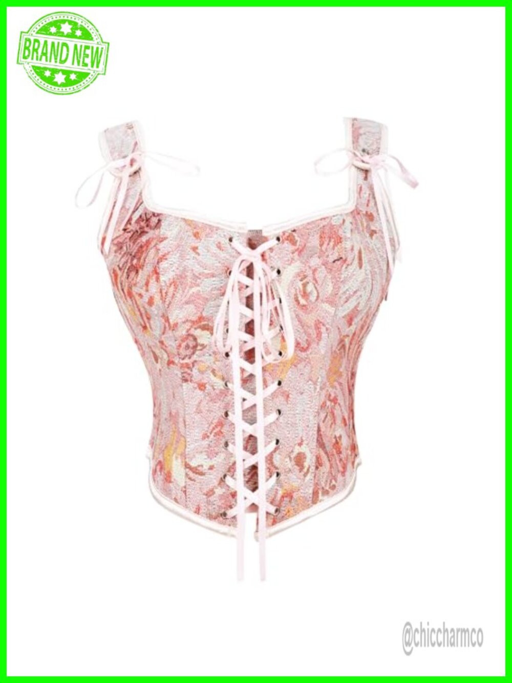 Floral Corset Top Overbust Boned Bustier Renaissance Cottagecore Vest